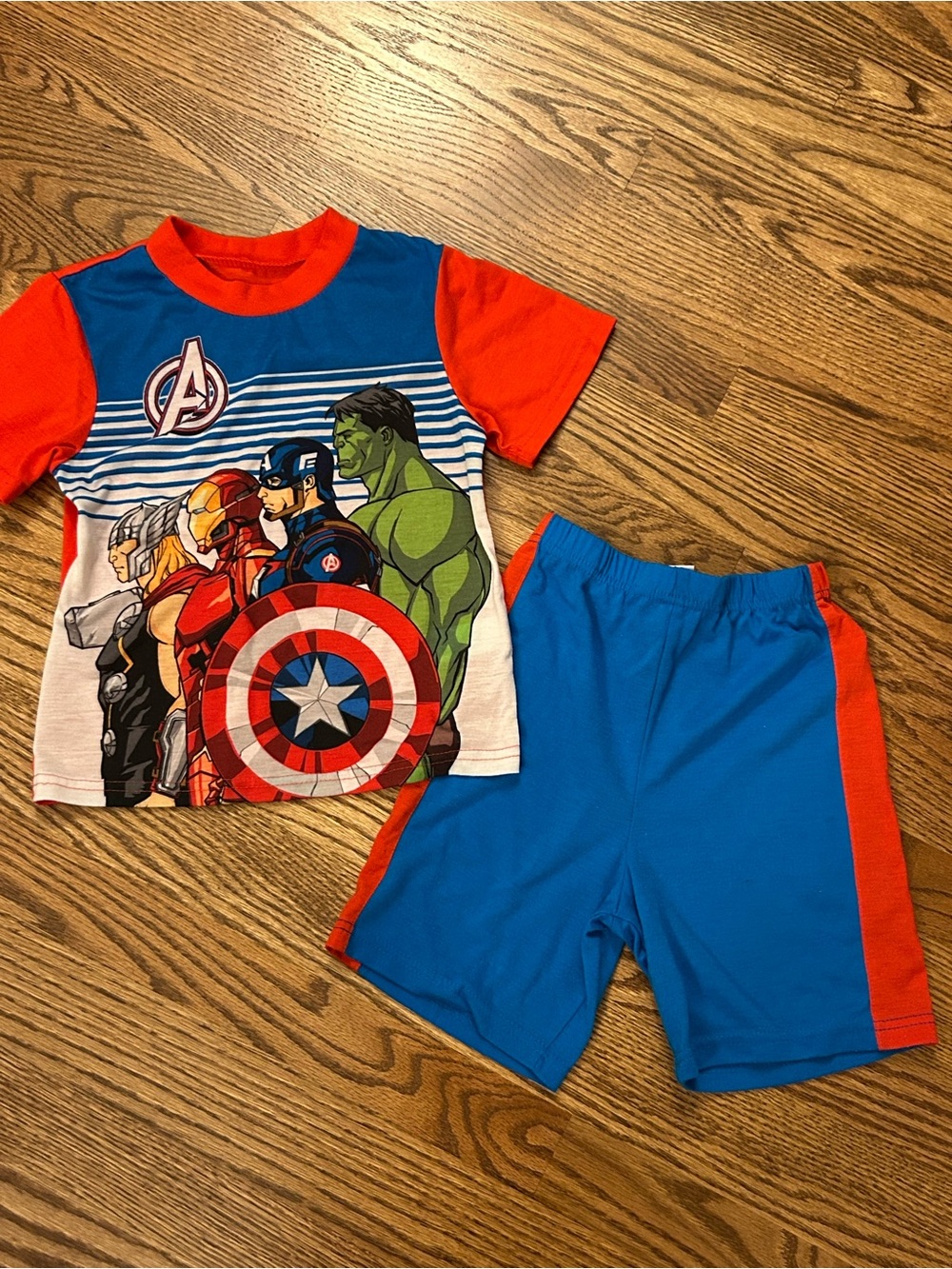Avenger Boys Red & Blue Superhero Tee and Shorts Set
